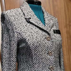 St. John By Marie Gray Collection Grey Tweed Santana Knit Size 10 Blazer